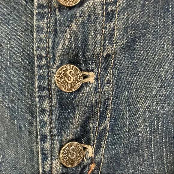 Sundance Jolienne Women’s Demin Joggers Cargo Button Blue Cotton Relaxed Sz 12 - Picture 7 of 16